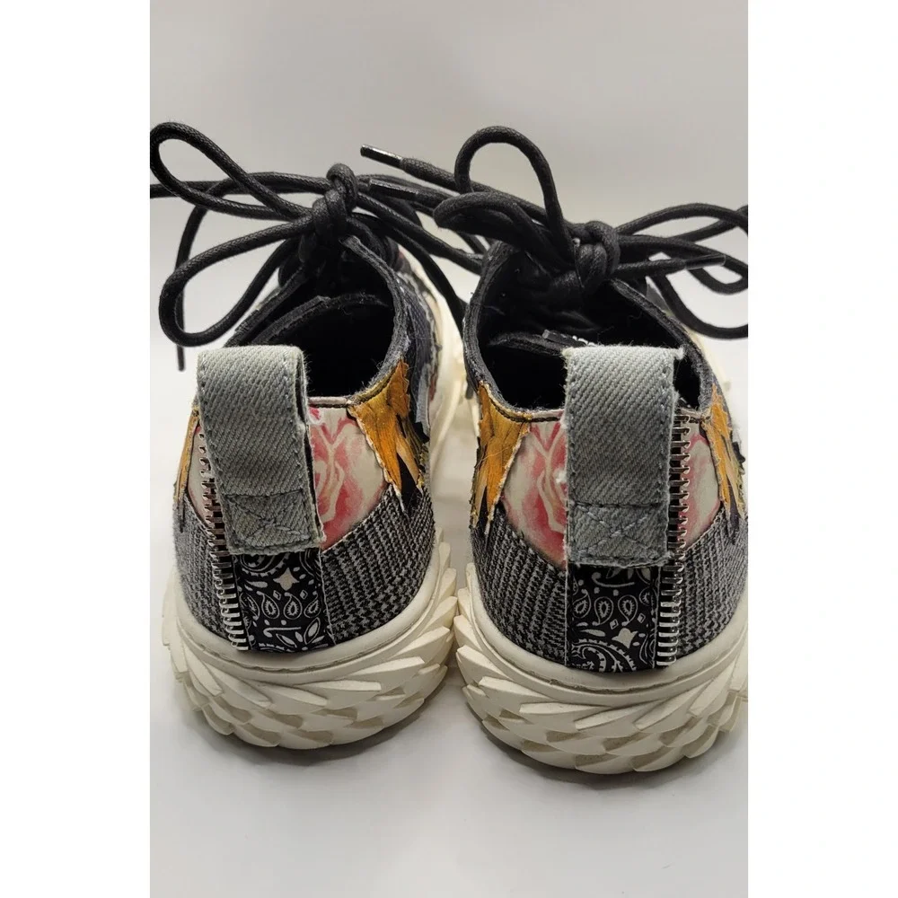 Multicolored Patchwork Trim Giuseppe Zanotti Blabber Lace Up Sneaker Size 37